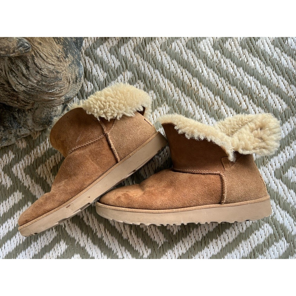 UGG Australia CLASSIC MINI SHEEPSKIN CUFF BOOTS Chestnut Brown 1016417 Womens 10